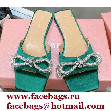 Mach & Mach Crystal Double Bow Slides Satin Green 2022 - Click Image to Close